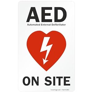 SmartSign “AED Automated External Defibrillator On Site” Glass Door Decal | 8″x5″ Polyester