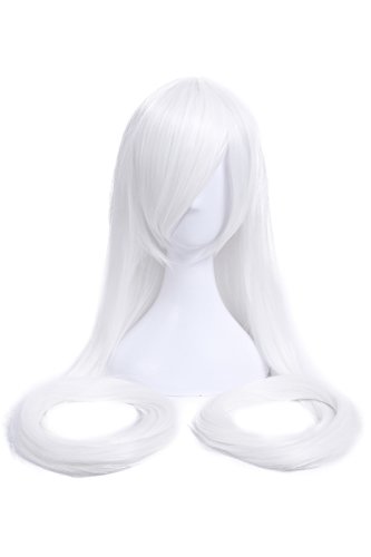Nuoqi Anime Girls Long Straight White Hair Cosplay Party Wig
