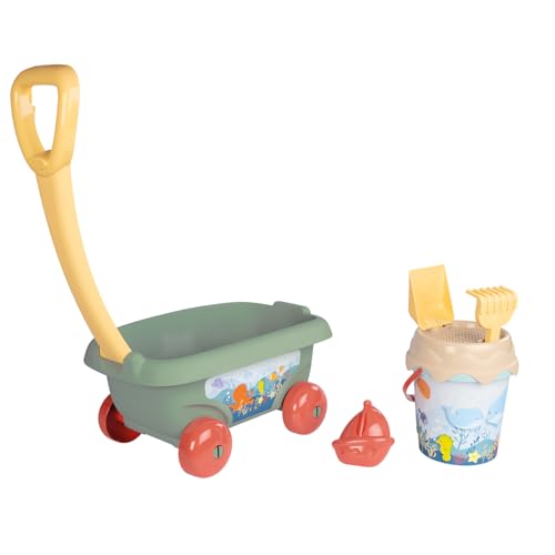 Smoby Life - Chariot de Plage Garni - Seau + Accessoires - Plastique Recyclé - Dès 18 Mois - 867024