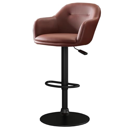 GIZNXBA Taburetes De Bar Modernos Sillas De Bar Altas Giratorios con Respaldo Alto Asiento Acolchado Cómodo, Base Resistente, Fácil Montaje para Isla De Cocina, Comedor, Hogar(Brown A,Set of 1)