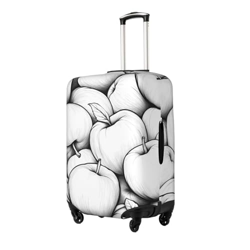 Black And White Apples Elastic Travel Luggage Cover, Washable Spandex Suitcase Protector, Anti-Scratch Fits 18-32 Inch2