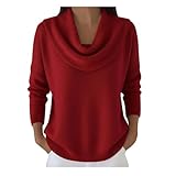 Tatumaie cowl neck sweater Red Cozy Sweaters for Women Knit Fall Winter Clothes Casual Loose Pullover Fashion Cowl Neck Long Sleeve Trendy Tops XL