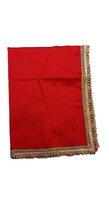 Pooja Aasan/Asan for Puja and Mandir Puja Altar Cloth Printed Pooja Chowki Assan Mat for Mandir (18x24 INCH)(45X60 CM). (RED) (Black Check, Size (18 x 24 Inch (45.72 x 60.96 CM)))-image-39