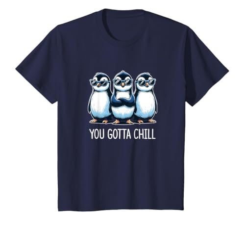 You Gotta Chill - Cool Penguins - T-Shirt, Youth, Navy Blue, 2T
