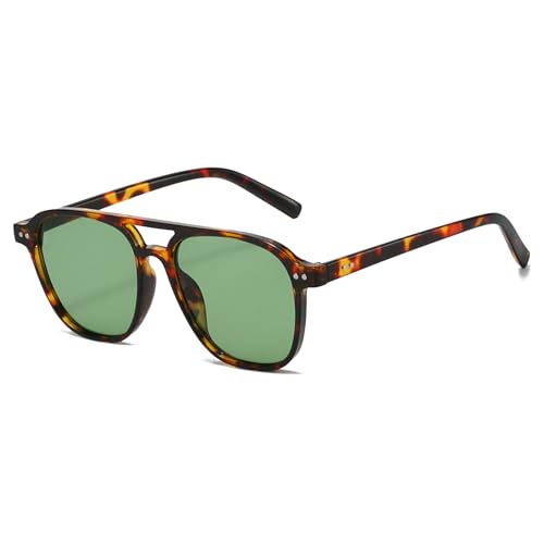 Image of YAMEIZE Retro Style Double Bridge Sunglasses - for Women Men 70s Vintage Style UV400 Protection Square Eyewear Driving