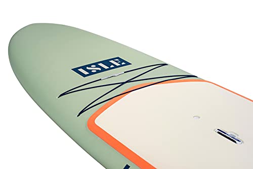 Isle Versa Rigid Stand Up Paddle Board & Sup Bundle Accessory Pack — Hard Board Lightweight Epoxy Sup — 215 Pound Capacity, 11’2” Long X 33" Wide X 5 3/16” Thick (Seafoam/Peach) #TOP1