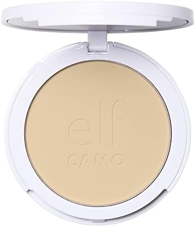 e.l.f. Camo Powder Foundation, Lightweight, Primer-Infused Buildable & Long-Lasting Medium-to-Full Coverage Foundation, Light 250 W