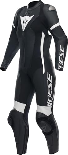 Dainese Grobnik 2.0 Combinaison en cuir de moto pour femmes perforée en une pièce, noir/noir/blanc, 46