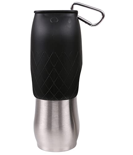 Dehner Lieblinge Hundetrinkflasche Travel, auch als Napf, 600 ml, Edelstahl, schwarz