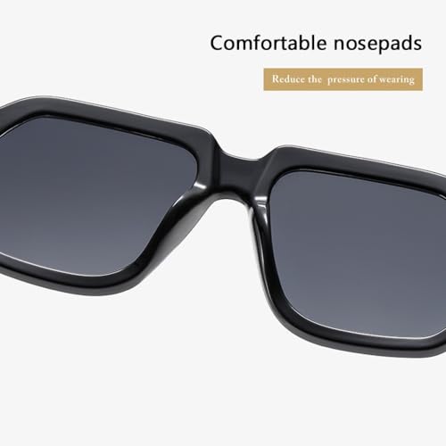 Fashion Rectangular Sunglasses Women Large Frame Minimalist Style Unisex Uv4003