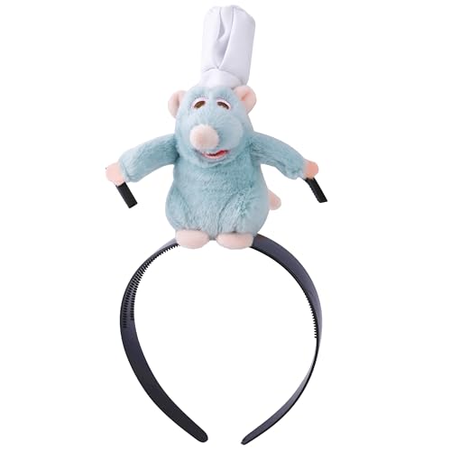 Leziazany Mouse Chef Headband Rat Plush Toy Headband Hair Clip Cosplay Props Rat Headwear for Christmas Halloween Party