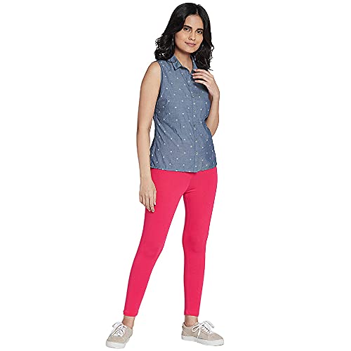 Image of GO COLORS Soft Cotton Stretch Cropped Leggings for Women | Breathable, Mid Rise