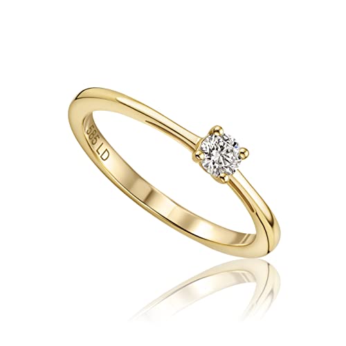Bague de fiançailles diamant Miore, le solitaire classique or blanc et jaune 14kt