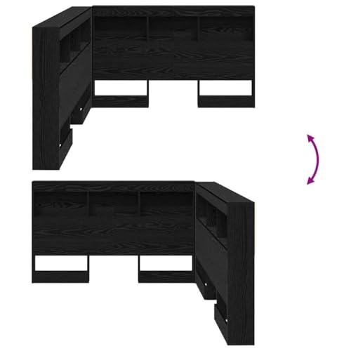 Vidaxl Testiera Libreria In Nero Rovere 120 X 190 Cm. È Una Soluzione Salvaspazio Con Design A L. Realizzata In Legno Ingegnerizzato, Offre Tanto Spazio Per Riporre Le Cose Con Delle Mensole. Perfet - 4