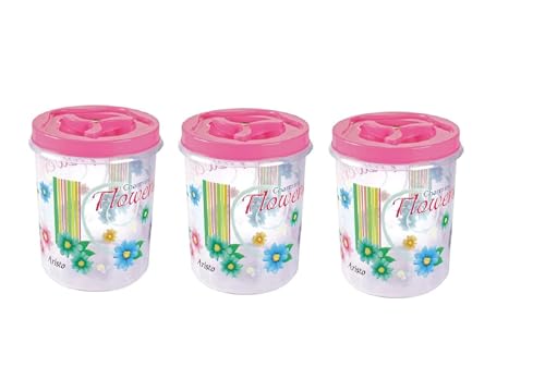 Image of Aristo Store Queen333 Plastic Storage Container- 800 Ml (3 Pcs Set, 11.1(D) X 12.8 Cm) - Multicolor