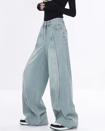Viatabuna High Rise Baggy Jeans Women Teen Girls Wide Leg Loose Boyfriend Jeans Straight Leg Relaxed Fit 90s Denim Pants4