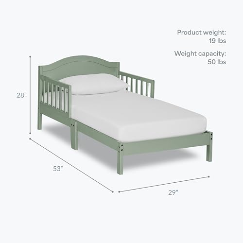 Image of Dream On Me Sydney Toddler Bed, Low Floor Wooden Bed, Side Safety Bed Rails, GREENGUARD Gold & BSA Certified, Non-Toxic Water Based Paint, New Zealand Pinewood, Up to 50 lbs - Meadow Green