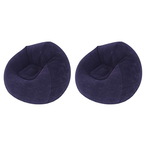 Canapé gonflable de jardin : lot de 2 poufs en PVC floqué pour intérieur et extérieur - 2