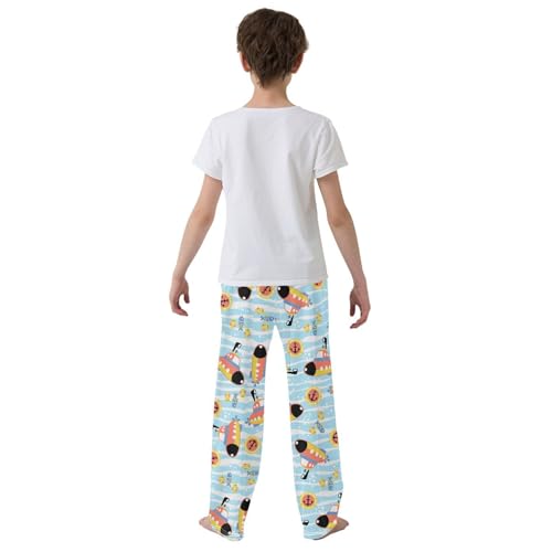 Submarine Sea Wave Boys Long Pants Soft Trousers Elastic Waist Kids Lounge Bottoms with Pockets S-XL3