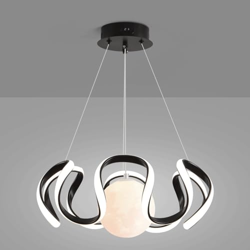 Lustre LED Suspendu Aluminium 18 Pouces - Plafonnier 3 Couleurs Cuisine Couloir