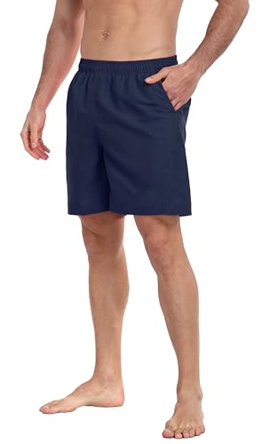 Adoretex Men's Solid Swim Board Shorts with Mesh Liner, Elastic Waistband Swim Trunks with Two Side Pockets for Adult4