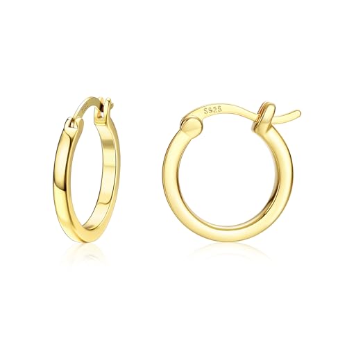 Dochais Aretes de Aro Dorados al 18K - Aretes de Aro de Plata Esterlina 925