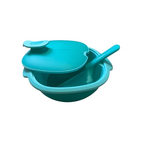 Tupperware kleiner Super Servierstar Siebservierer Thermo-Duo + Löffel Küchenhelfer Küchenchef Warmhalten Warmie Tups mit Servierlöffel türkis aqua 2 4 Liter 2400ml