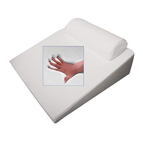 supply24 Orthopedic Gel Foam Refluxil Pillow Gel Wedge Cushion Neck Pillow with Neck Support Pillow Bolster 65 x 60 x 32 cm White Keilförmiges Pillow Softes Soft Pillow to Read + Television Cover