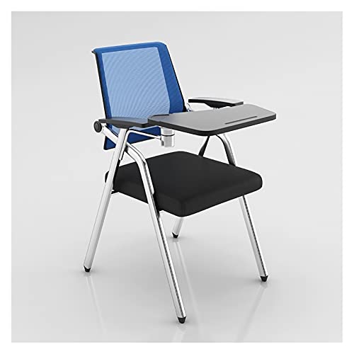 Silla plegable con escritorio adjunto, silla de oficina ergonómica apilable con brazo abatible para tablet y soporte lumbar