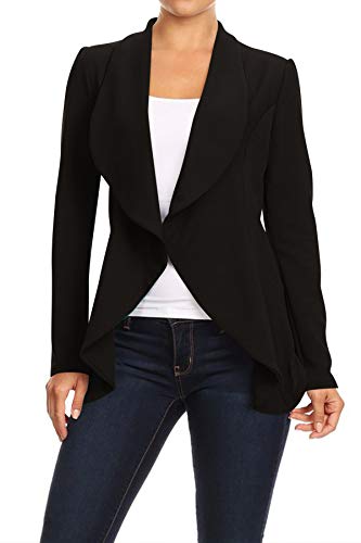 Women's Casual Office Work Wear Long Sleeves Open Front Solid Basic Blazer Jacket S-3XL