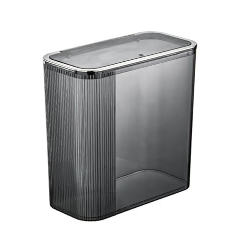 Contenedor de basura con anillo de presion que oculta la bolsa en la cocina