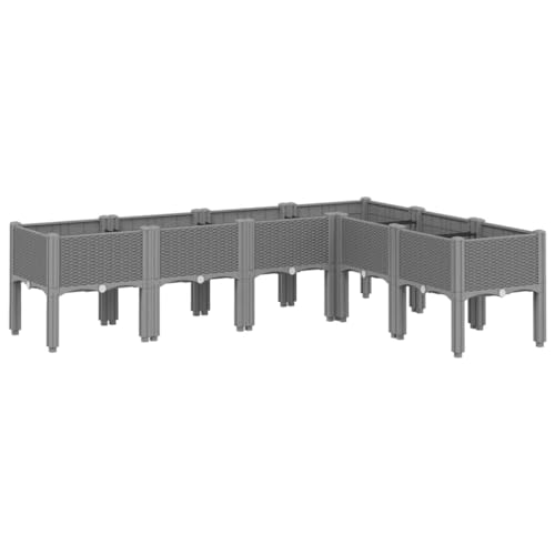 vidaXL Jardinera con Patas, Maceta para Verduras Flores Plantas, Macetero de Hierbas, Decoración para Jardín Patio Balcón Terraza, PP Gris Claro