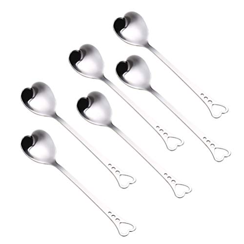 Cabilock Juego de 6 cucharillas de café con forma de corazón, para helado, postre, pudding