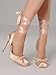 Coutgo Womens Ballet High Heels Satin Closed Square Toe Ballerina Heels Lace Up Bow Pumps Prom Shoes, Nude Pink, Size 8