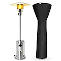 BELLEZE Patio Heater Cover with Zipper, Waterproof High-Density Polyester Double-Side Outdoor Heater Cover, Dustproof,UV-Resistant,Standup Round Universal Design - 87" H x 33.8" D x 20" B (Black)