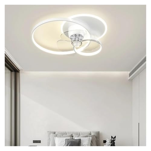 Lustre de plafond moderne avec ventilateur LED blanc 51cm pour salon