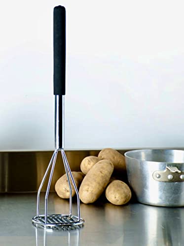 Tezzorio 24 Inch Chrome Plated Round-Faced Potato Masher With Soft Grip Handle Professional Potato Masher thumb #3