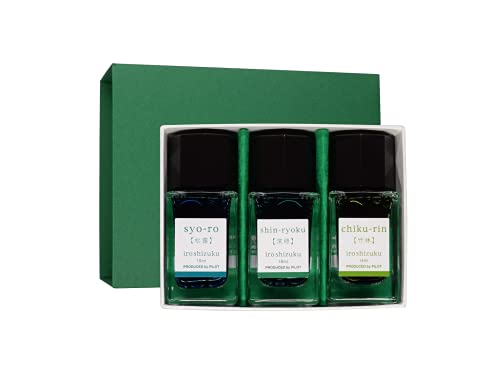 Pilot Iroshizuku Mini Fountain-Pen Greenish Color Ink ( Shin-Ryoku, Syo-Ro, Chiku-Rin ) 15ml 3 Bottles Set
