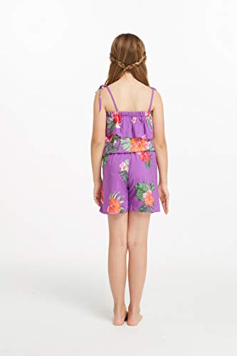 Girl Hawaiian Ruffle Top Jumpsuit Romper In Pretty Tropical Purple Size 8 #TOP1