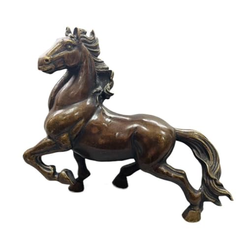 Statue cheval en cuivre RLKHXBS : décoration de bureau en laiton antique 30cm