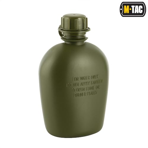 M-Tac Militär Feldflasche 1L – BPA-frei, Robuster Trinkflasche für Outdoor, Camping & Survival – Leicht, Spülmaschinenfest, Mikrowellengeeignet, Olive