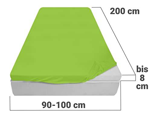 npluseins Prześcieradło z gumką na materac nawierzchniowy - prześcieradło z gumką ze 100% bawełny 1544.2231, ok. 90-100 x 200 cm, jabłko
