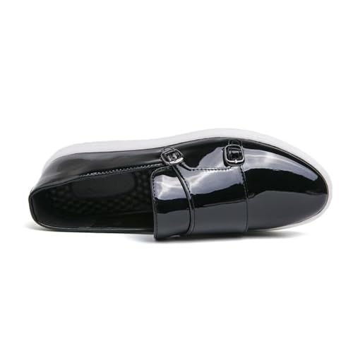 Mens Double Strap Slip On Patent Leather Loafers Casual Comfortable Shoes Flat Dress Business Casual Walking Shoes Comfort Penny Loafers Sneakers Dress Shoes3