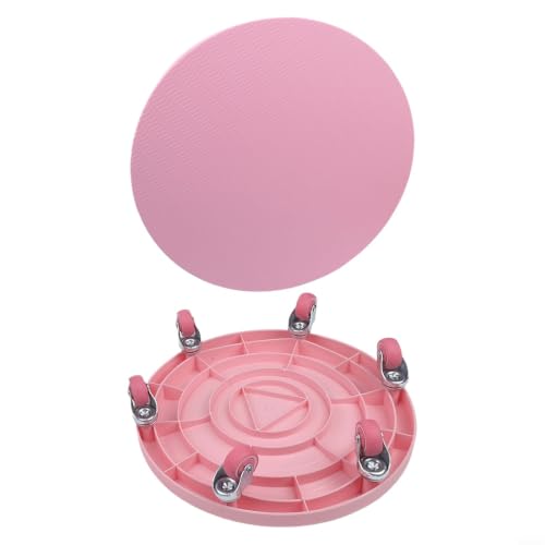 Silent - Rodillo abdominal de 6 ruedas para entrenamiento de fuerza central, rueda de ejercicio abdominal de rebote automático con rodillera, equipo de gimnasio en casa, color morado, 33 cm (rosa)