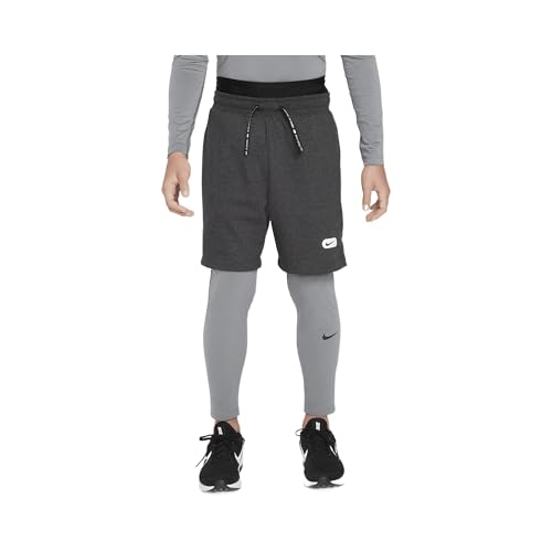 Nike Pro Dri-FIT Big Kids' (Boys') Tights (FJ6821-084, Smoke Grey/Smoke Grey/Black) Size X-Small