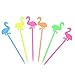 50 sztuk/partia wielokolorowych patyczków flamingów i szaszłyków owocowych, plastikowe narzędzia deserowe, zastawa stołowa i zastawa stołowa, widelce do żywności i owoców, 50 sztuk/partia