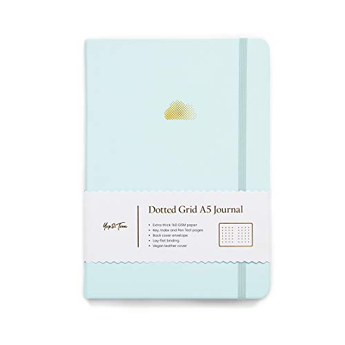 Yop & Tom A5 Dot Grid Journal - Cloud - With Extra Thick Paper (160 GSM) - Bullet Grid Dotted Journal - Eggshell Blue