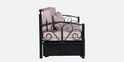Image of 3 Seater Metal Sofa Cum Bed with Hydraulic Storage | Sofa Set for Living Room, Bedroom, Guest Room| Single Size Convertible Sofa Bed | Comfortable Seating Sofa Multi & Black