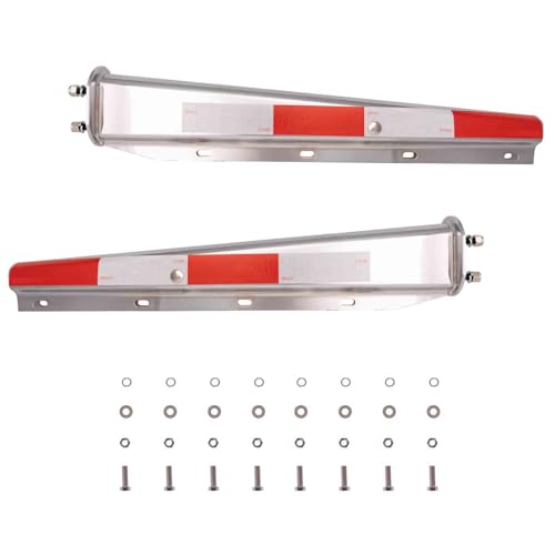 Image of Mud Flap Hangers for Semi Trucks, Heavy Duty, Nominal Length: 30 inch, 1 Pair (2 pcs) Package w /All Hardware for Mounting Brackets and Flaps (Chrome w /Reflective, 2.5 inch Bolt Spacing)