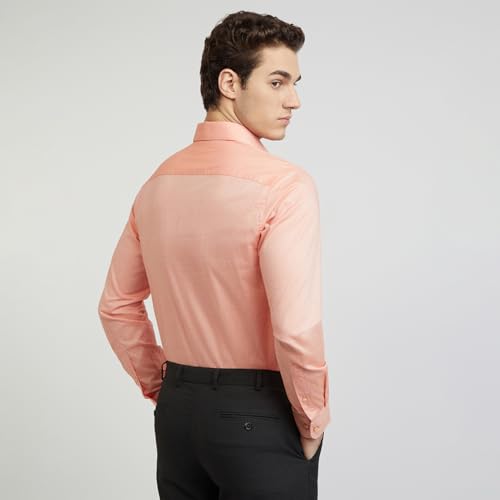 Image of Raymond Men's Slim Fit Solid Pattern Pure Cotton Semi Cut Away Collar Full Sleeve Formal Shirt